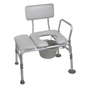 Walmart Combination Padded Seat Transfer Bench with Commode Opening- Gray offer