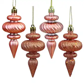 Walmart Vickerman 4 Rose Gold 4-Finish Finial Ornament, 8 per Box offer