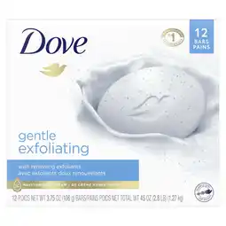 Walmart Dove Beauty Bar Women's Bath Soap Gentle Exfoliating Renews Soft Smooth Skin, 3.75 oz 12 Bars offer