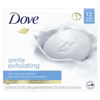 Walmart Dove Beauty Bar Women's Bath Soap Gentle Exfoliating Renews Soft Smooth Skin, 3.75 oz 12 Bars offer