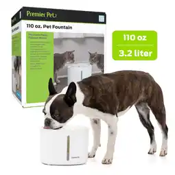 Walmart Premier Pet 110 oz. Pet Fountain Automatic Water Fountain for Cats & Dogs, Filters Included, White offer