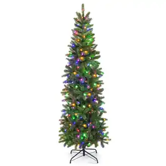 Walmart Costway 6FT Pre-Lit Hinged Artificial Christmas Tree w/ 648 Tips & 270 Multicolor Lights offer