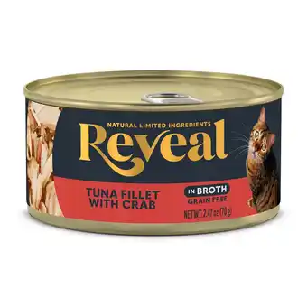 Walmart Reveal Natural Wet Cat Food, Tuna Fillet with Crab in Broth, 2.47 oz Can offer