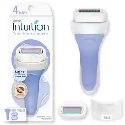 Walmart Schick Intuition 4-Blade Pure Nourishment Women's Razor Handle Plus 2 Razor Blade Cartridge Refills offer