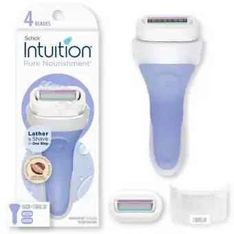Walmart Schick Intuition 4-Blade Pure Nourishment Women's Razor Handle Plus 2 Razor Blade Cartridge Refills offer