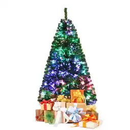 Walmart Gymax 5 FT Pre-lit Artificial Christmas Tree Fiber Optic Xmas Tree Holiday Decor offer