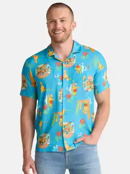 Walmart The Simpsons Men's and Big Men's Vacation Time Graphic Button Up Shirt, Sizes S-3XL offer