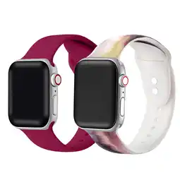 Walmart Posh Tech Unisex 2-pack Silicone Bands for Apple Watch Sizes 42mm/44mm/45mm, Abstract Wave/Berry offer