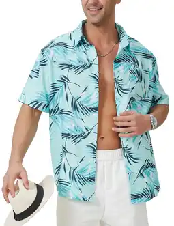 Walmart Puztloy Hawaiian Shirt for Men Sleeves Printed Casual Button Down Summer Beach Dress Shirts offer