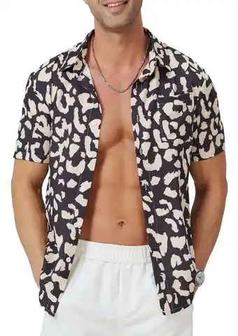 Walmart Puztloy Hawaiian Shirt for Men Sleeves Printed Casual Button Down Summer Beach Dress Shirts offer