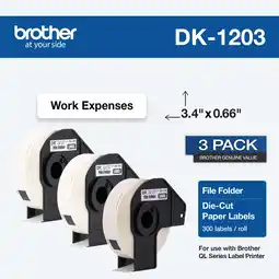Walmart Brother Genuine DK-12033PK Die-Cut File Folder Labels, Long Lasting Reliability, 3 Rolls Per Box offer
