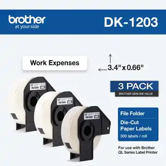 Walmart Brother Genuine DK-12033PK Die-Cut File Folder Labels, Long Lasting Reliability, 3 Rolls Per Box offer