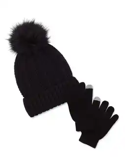 Walmart Wonder Nation Girls Textured Knit Beanie Hat and Touchscreen Gloves Set, 2-Piece offer
