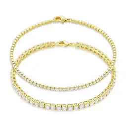 Walmart Believe by Brilliance Women's Flash Gold Plated Cubic Zirconia Tennis Bracelet Set offer
