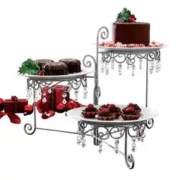 Walmart Collections Etc Beaded 3-Tier Silver tone Swivel Server - Appetizers, Snacks, Desserts, Clear offer