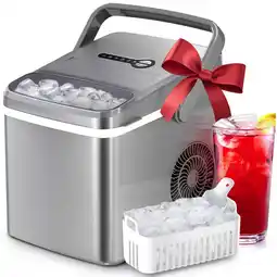Walmart Moifoi 26 lbs/24H Countertop Ice Maker Machine, 9 Bullet-Shaped Ice in 6 Min, Auto-Cleaning, Grey offer