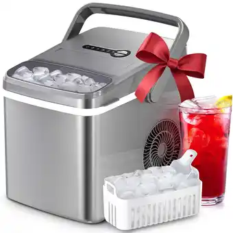Walmart Moifoi 26 lbs/24H Countertop Ice Maker Machine, 9 Bullet-Shaped Ice in 6 Min, Auto-Cleaning, Grey offer