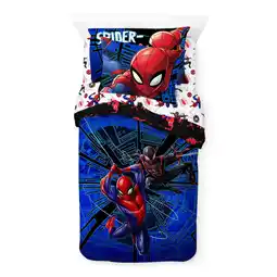 Walmart Marvel Spiderman Blue 5-Piece Kids Reversible Twin Bedding Set, 100% Microfiber offer