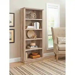 Walmart Better Homes & Gardens 71 Crossmill 5-Shelf Bookcase, Weathered Finish offer