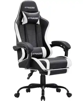 Walmart GTRACING GTWD-200 Gaming Chair with Footrest, Height Adjustable Office Swivel Recliner, White offer