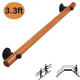 Walmart Petoto Exquisite Solid Wood Staircase Handrail, 3.3ft Non-Slip Indoor Stair Railing for Home offer