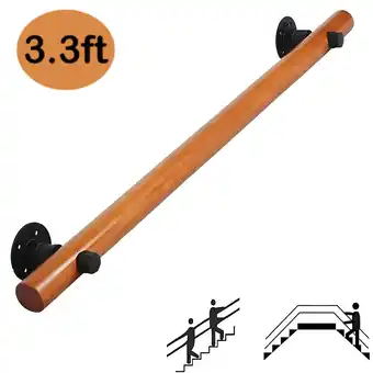Walmart Petoto Exquisite Solid Wood Staircase Handrail, 3.3ft Non-Slip Indoor Stair Railing for Home offer