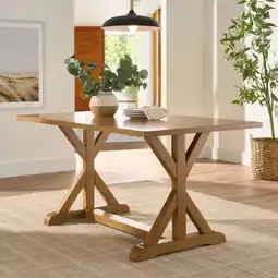 Walmart Better Homes & Gardens Modern 62 in Rectangle Solid Wood Dining Table, Light Honey offer