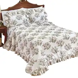Walmart Collections Etc Christina Plisse Floral Ruffled Edge Bedspread Neutral Queen offer