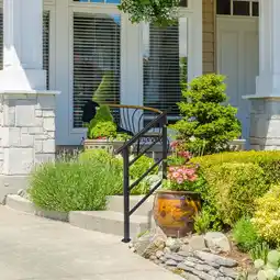 Walmart Ktaxon Handrail for Stairs Outdoor Stair Railing Fits 1-3 Steps Handrail for Outdoor Step Black offer