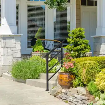 Walmart Ktaxon Handrail for Stairs Outdoor Stair Railing Fits 1-3 Steps Handrail for Outdoor Step Black offer