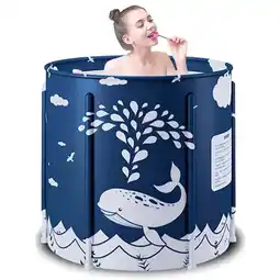 Walmart Folding Bathtub Portable Adult Spa Bath Tub Soaking Tub Hot Ice Bathtub Kids Pool, Blue Whale offer