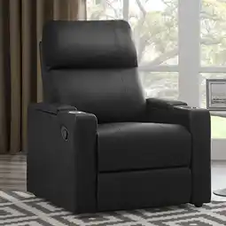 Walmart Mainstays Home Theater Recliner with USB charging ports, Faux Leather, Multiple Finishes offer