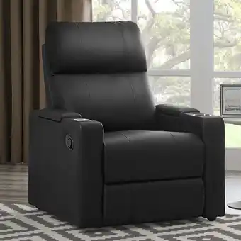 Walmart Mainstays Home Theater Recliner with USB charging ports, Faux Leather, Multiple Finishes offer