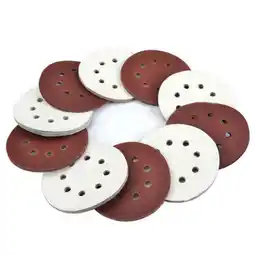 Walmart Fairnull 10Pcs/Set 8 Holes Round Shape Grinding Sanding Discs Hook Loop Sandpaper Pad offer