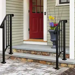 Walmart Zimtown Handrail for Stairs Outdoor Steps Handrail Fits 1 or 2 Steps Wrought Iron Handrail offer