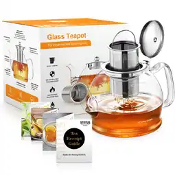 Walmart 27oz/800ml Glass Teapot, with Removable Stainless Steel Filter, Blooming Loose Leaf Tea Kettle offer