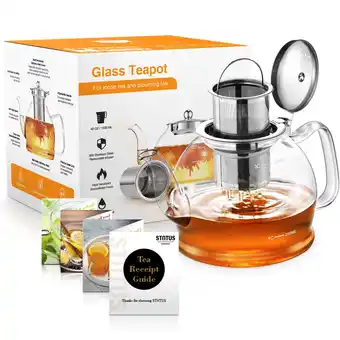 Walmart 27oz/800ml Glass Teapot, with Removable Stainless Steel Filter, Blooming Loose Leaf Tea Kettle offer