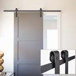 Walmart Aquaterior 6.6ft Sliding Barn Door Hardware Kit Hang Style Track Rail for Single Door Black offer