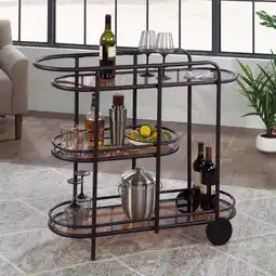 Walmart Sauder Coral Cape Modern Metal & Glass Bar Car, Black Finish offer