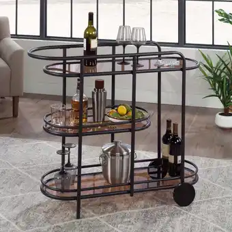 Walmart Sauder Coral Cape Modern Metal & Glass Bar Car, Black Finish offer