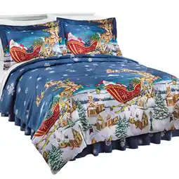 Walmart Collections Etc Reversible All Thru the Night Comforter Set with Bedskirt Multi-Colored King offer