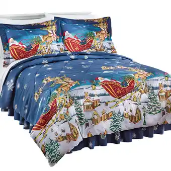 Walmart Collections Etc Reversible All Thru the Night Comforter Set with Bedskirt Multi-Colored King offer