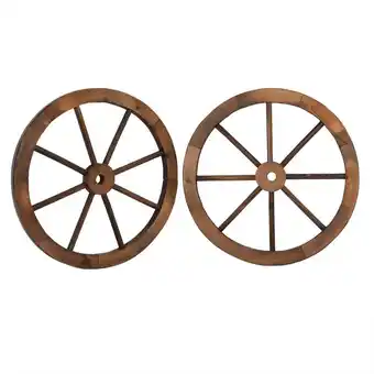Walmart UBesGoo 24 Brown Rustic Fir Decoration Wagon Wheels, Set of Two offer
