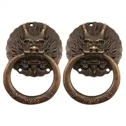 Walmart Fairnull 2Pcs Vintage Dragon Head Cabinet Wardrobe Furniture Drawer Pull Handle Knob Ring offer