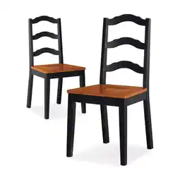 Walmart Better Homes and Gardens Autumn Lane Ladder Back Dining Chairs, Set of 2, Black and Oak offer