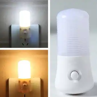 Walmart Fairnull Portable 3W Warm/White LED Night Light Home Bedside US Plug Switch Mini Lamp offer