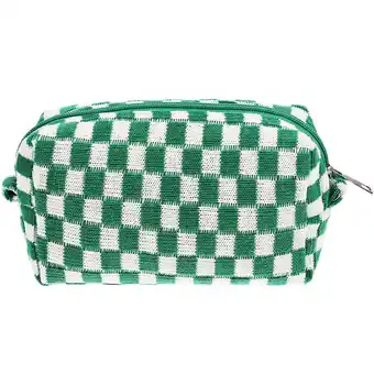 Walmart Checkered Makeup Bag Woolen Yarn Zipper Cosmetic Bag Toiletry Bag for Girls offer