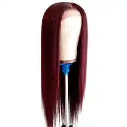 Walmart potrochi Deals Front Lace Wig Wine Red Long Straight Hair Chemical Fiber Wig offer