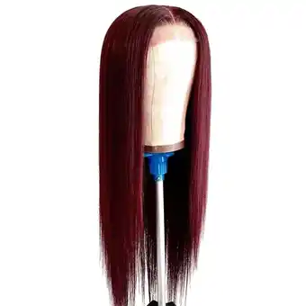 Walmart potrochi Deals Front Lace Wig Wine Red Long Straight Hair Chemical Fiber Wig offer