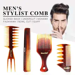 Walmart Clearance items! JGF844 Men's Oil Big Back Mohawk Modeling Aircraft Hair Comb 4 Piece Set 2 Colors offer